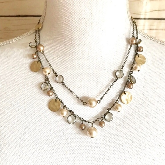 💸Express Bronze Pearl and Gem Necklace - Picture 1 of 6